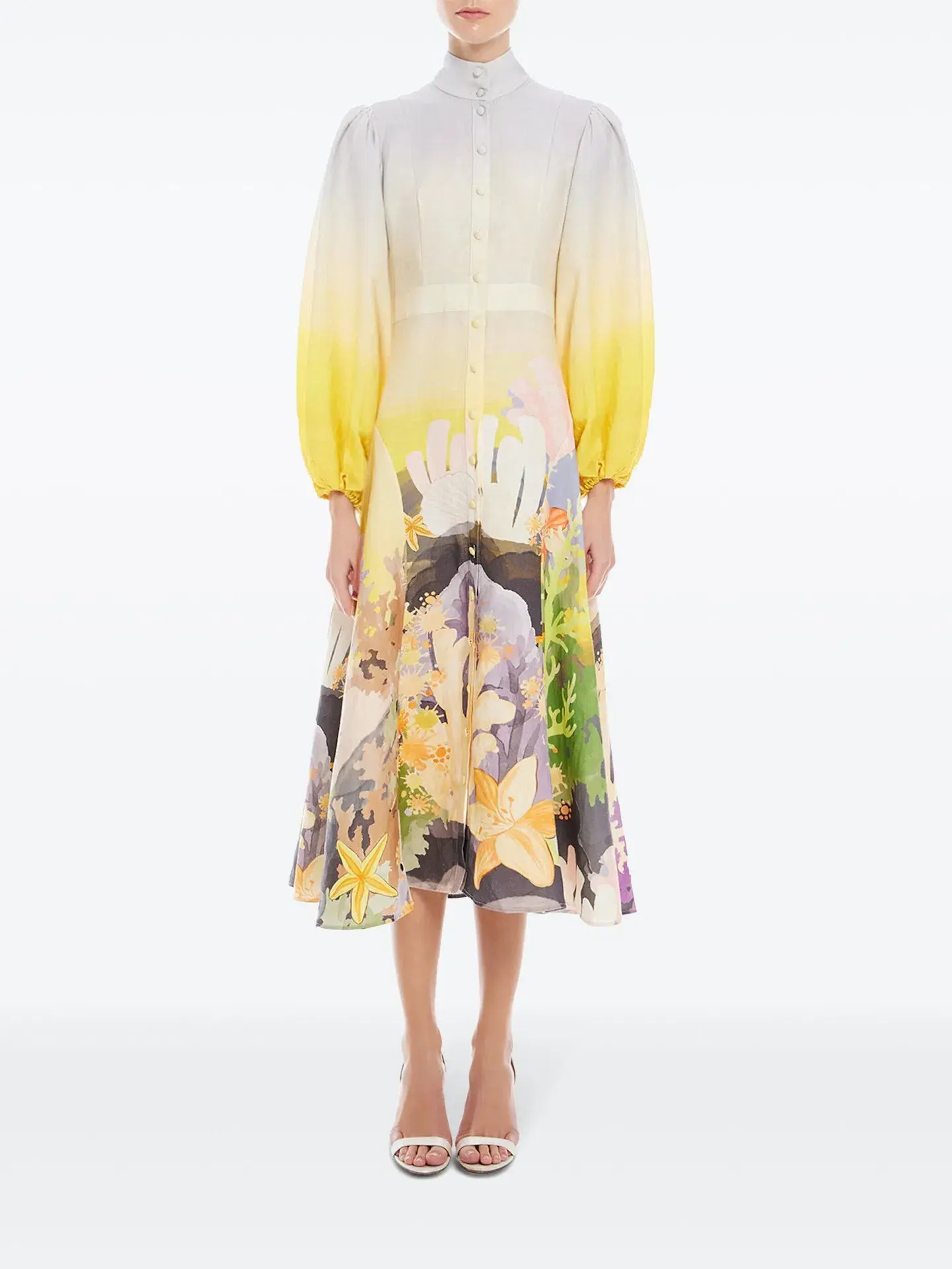 Leo Lin Nellie Midi Dress Neptune Print in Seashell Size 14 - Image 1