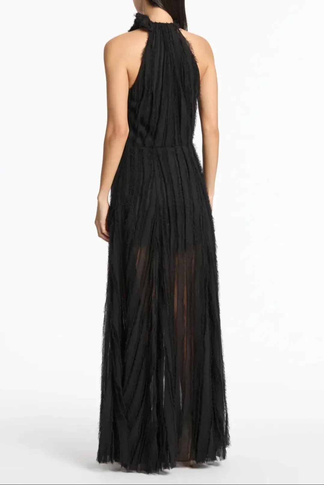 Carla Zampatti Shredded Tulle Halter Gown Black Size 14 - Image 3