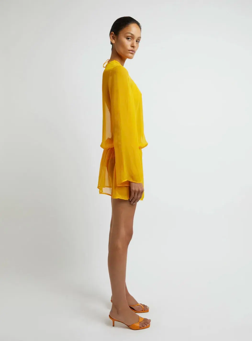 Christopher Esber Silk Springs Side Tie Dress Mango Yellow Size 8 - Image 2