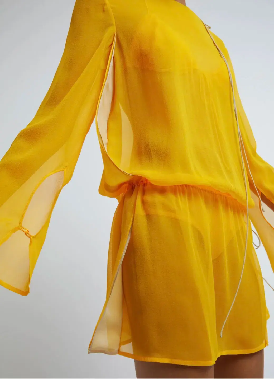 Christopher Esber Silk Springs Side Tie Dress Mango Yellow Size 8 - Image 4