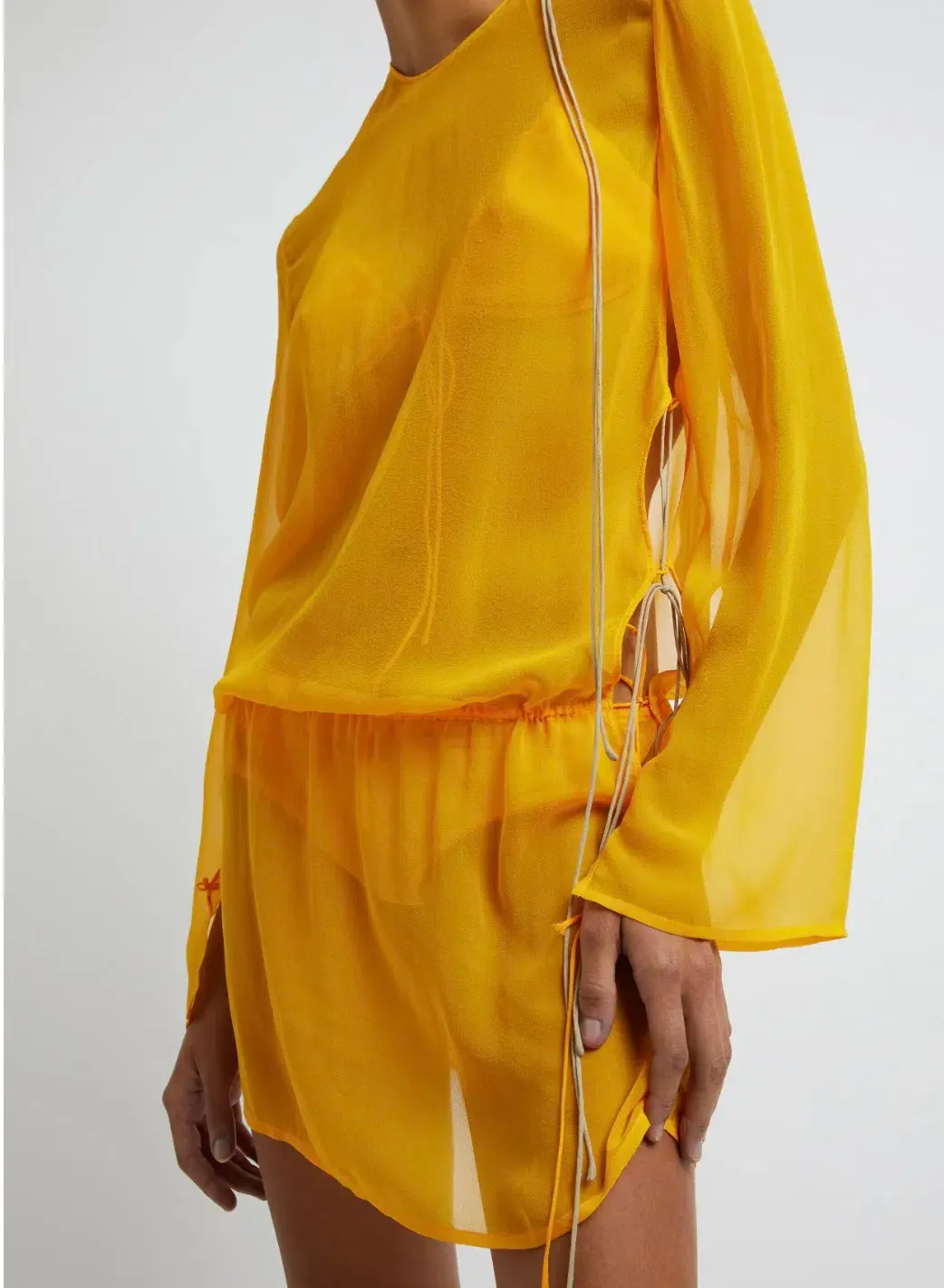 Christopher Esber Silk Springs Side Tie Dress Mango Yellow Size 8 - Image 5