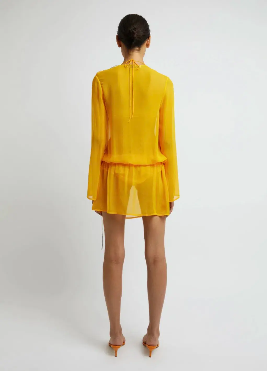 Christopher Esber Silk Springs Side Tie Dress Mango Yellow Size 8 - Image 3