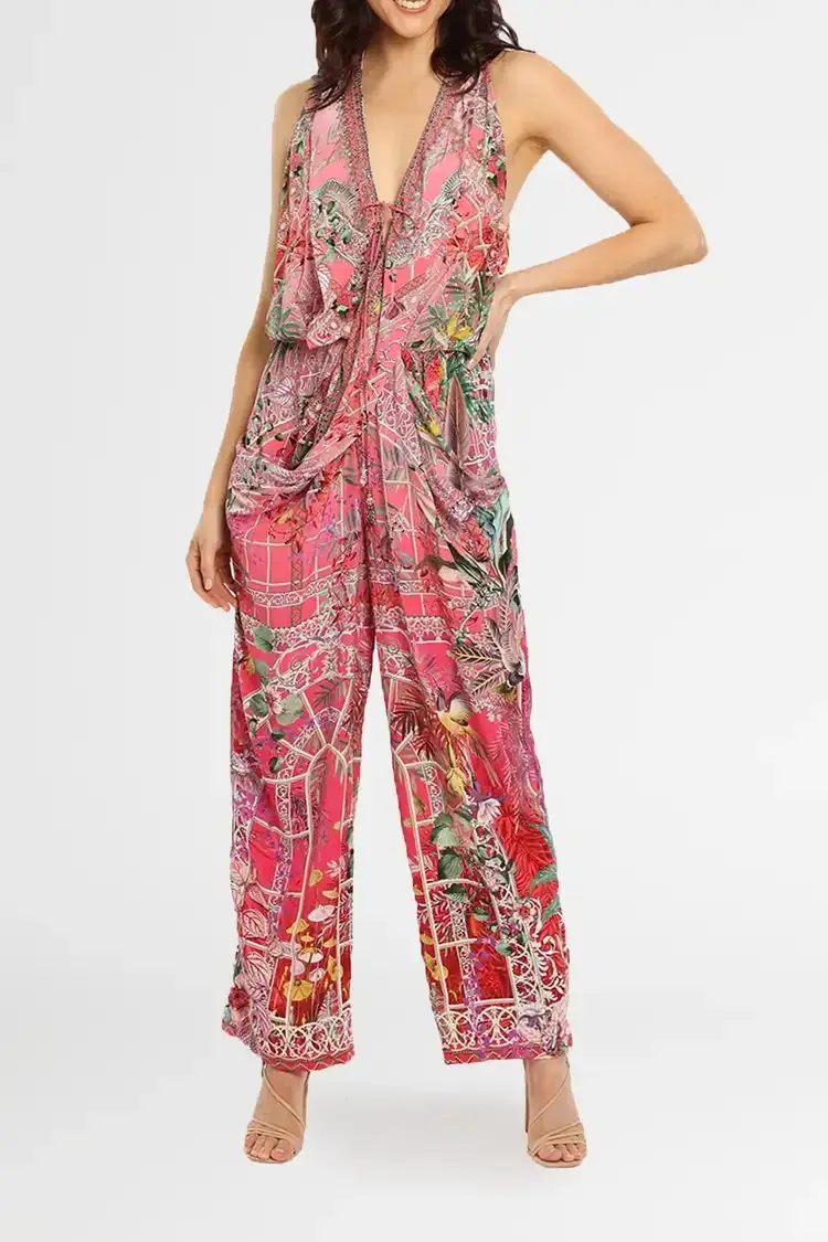 Camilla Draped Front Bodice Jumpsuit Print Size 10 - Image 2