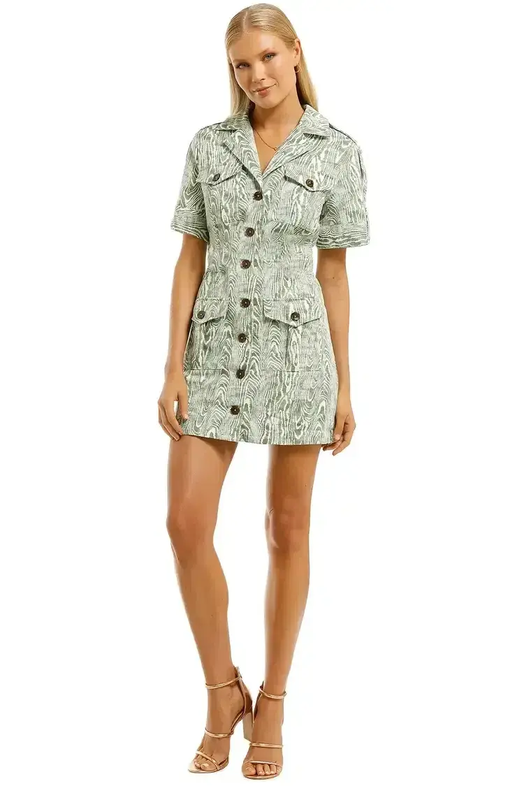 CMEO Collective Energised Dress in Ivy Woodgrain Size 10 for rent on The Volte - main image