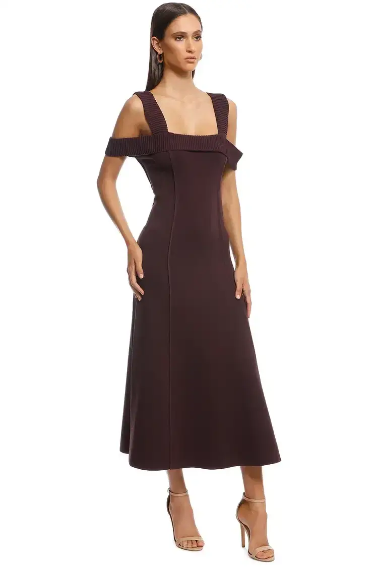 Camilla and Marc Carole Fit and Flare Midi Dress in Burgundy Size 12 - Image 2