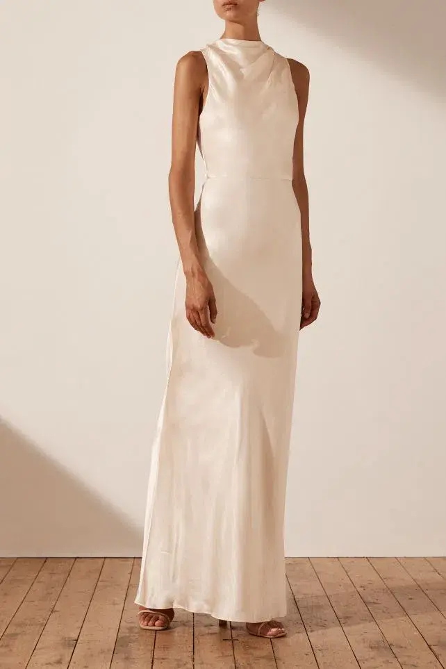 Shona Joy La Lune High Neck Maxi Dress Cream Size 10 - Image 2