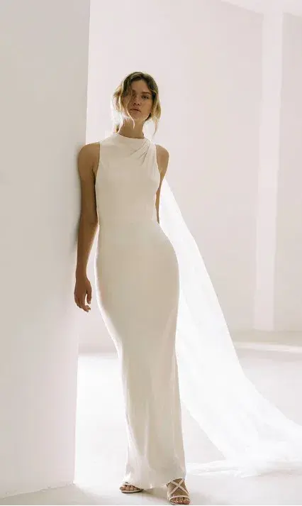 Shona Joy La Lune High Neck Maxi Dress Cream Size 10 - Image 4