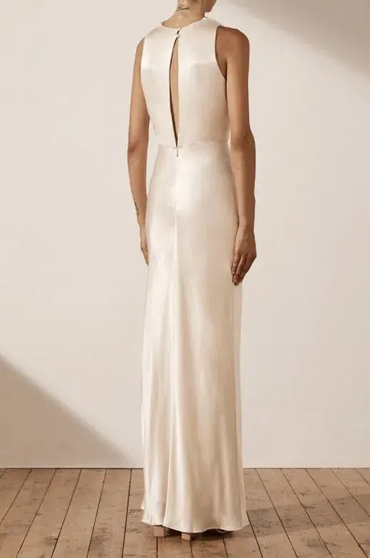 Shona Joy La Lune High Neck Maxi Dress Cream Size 10 - Image 3