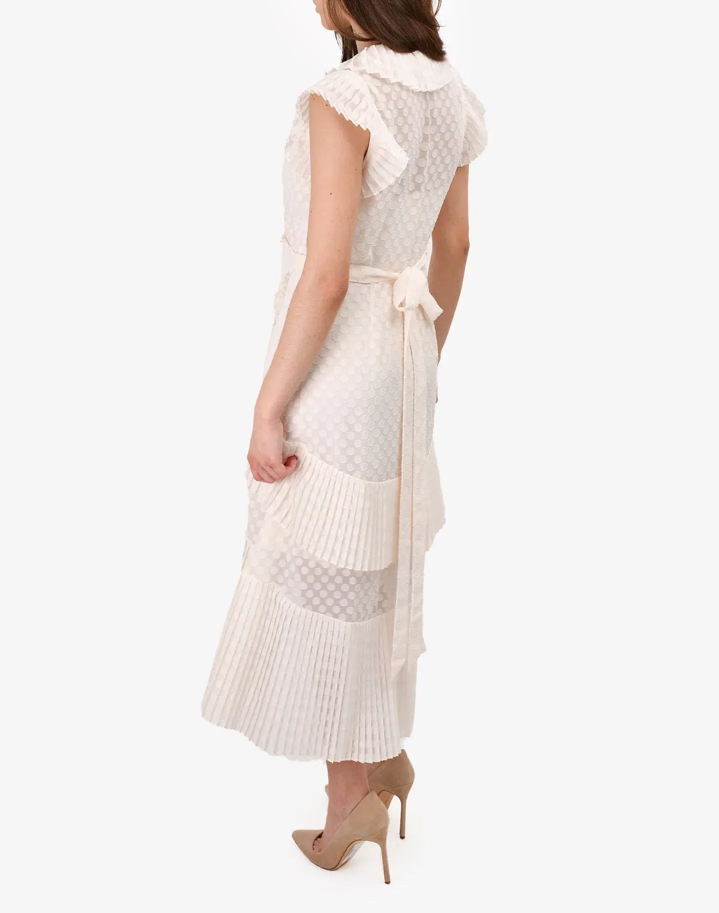 Zimmermann Plisse Wrap Midi Dress Pearl Size  - Image 2