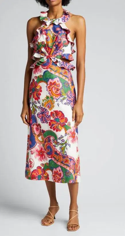 Zimmermann Lovestruck Tie Back Midi Dress Floral Size 1 / AU 8 - Image 2