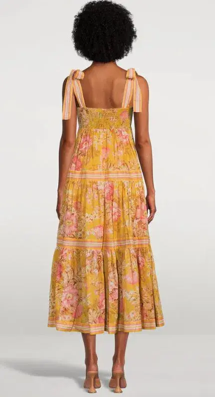Zimmermann Pattie Shoulder Tie Midi Dress Floral Size 1 / AU 8 for rent on The Volte - main image