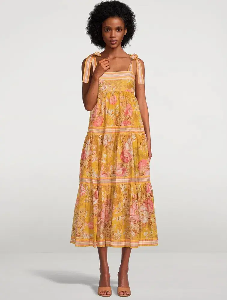Zimmermann Pattie Shoulder Tie Midi Dress Floral Size 1 / AU 8 - Image 1
