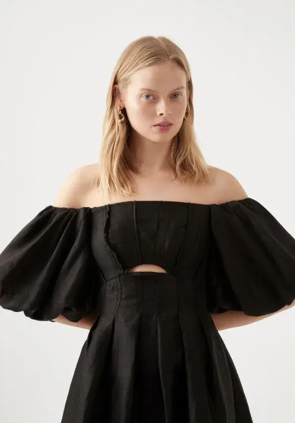 Aje Eugenie Off Shoulder Midi Dress Black Size 8 - Image 2