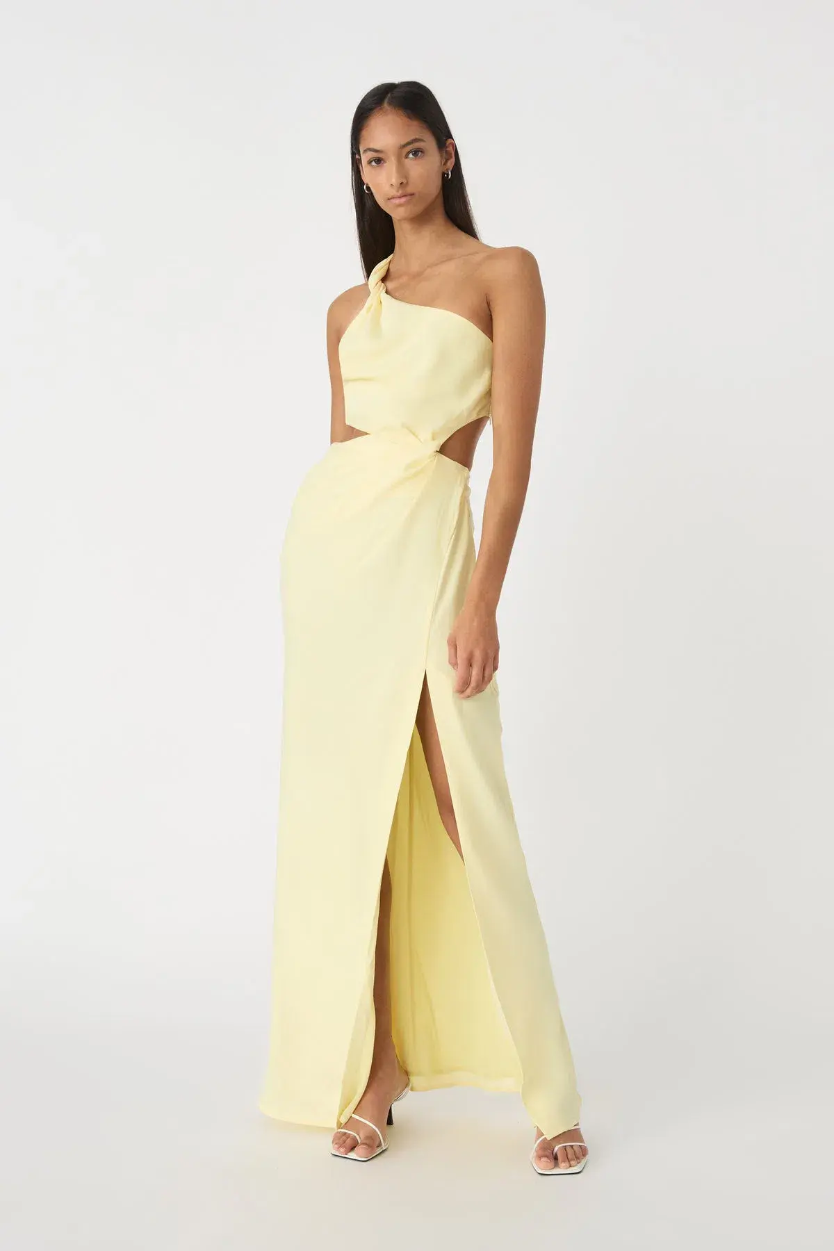 MISHA Kristin Satin Gown Soft Lime Yellow Size 8/S  - Image 1