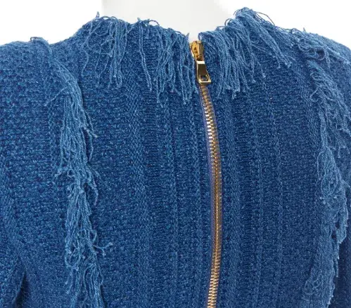 Balmain Knit Mini Dress Blue Size FR 38 / AU 10 - Image 4