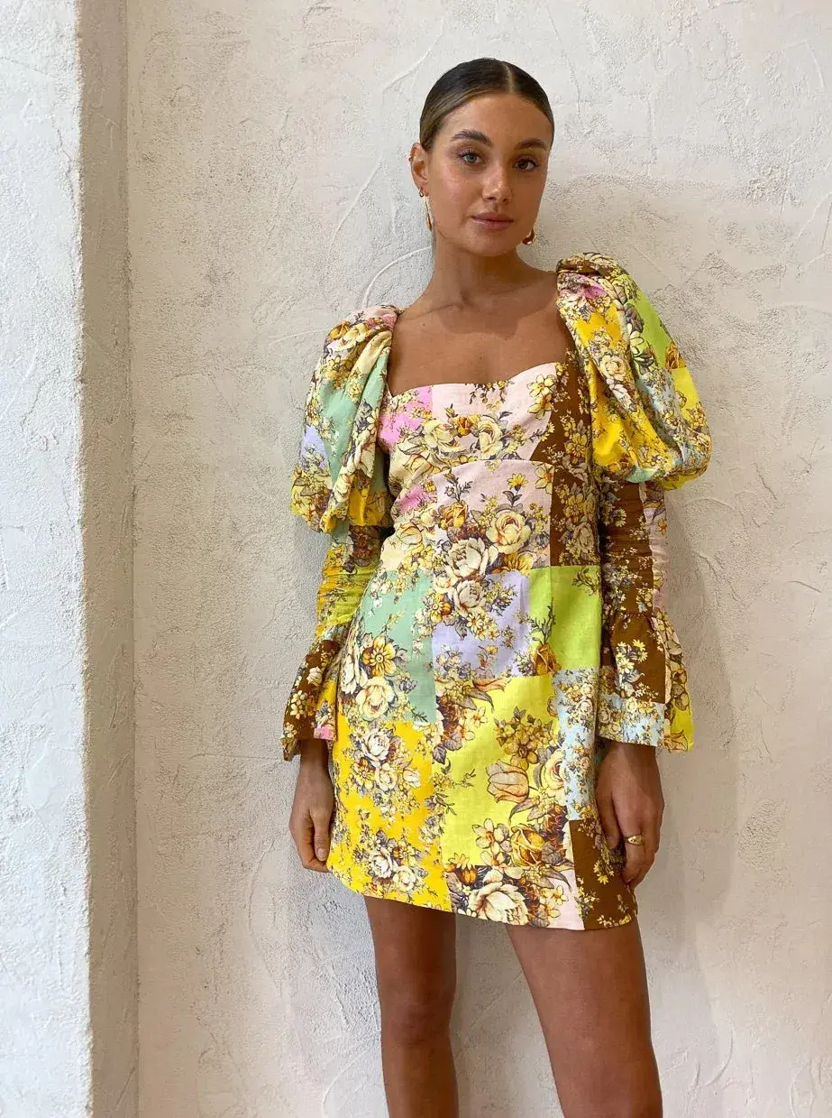 Alemais Matilde Puff Sleeve Mini Dress Floral Size 10 - Image 1