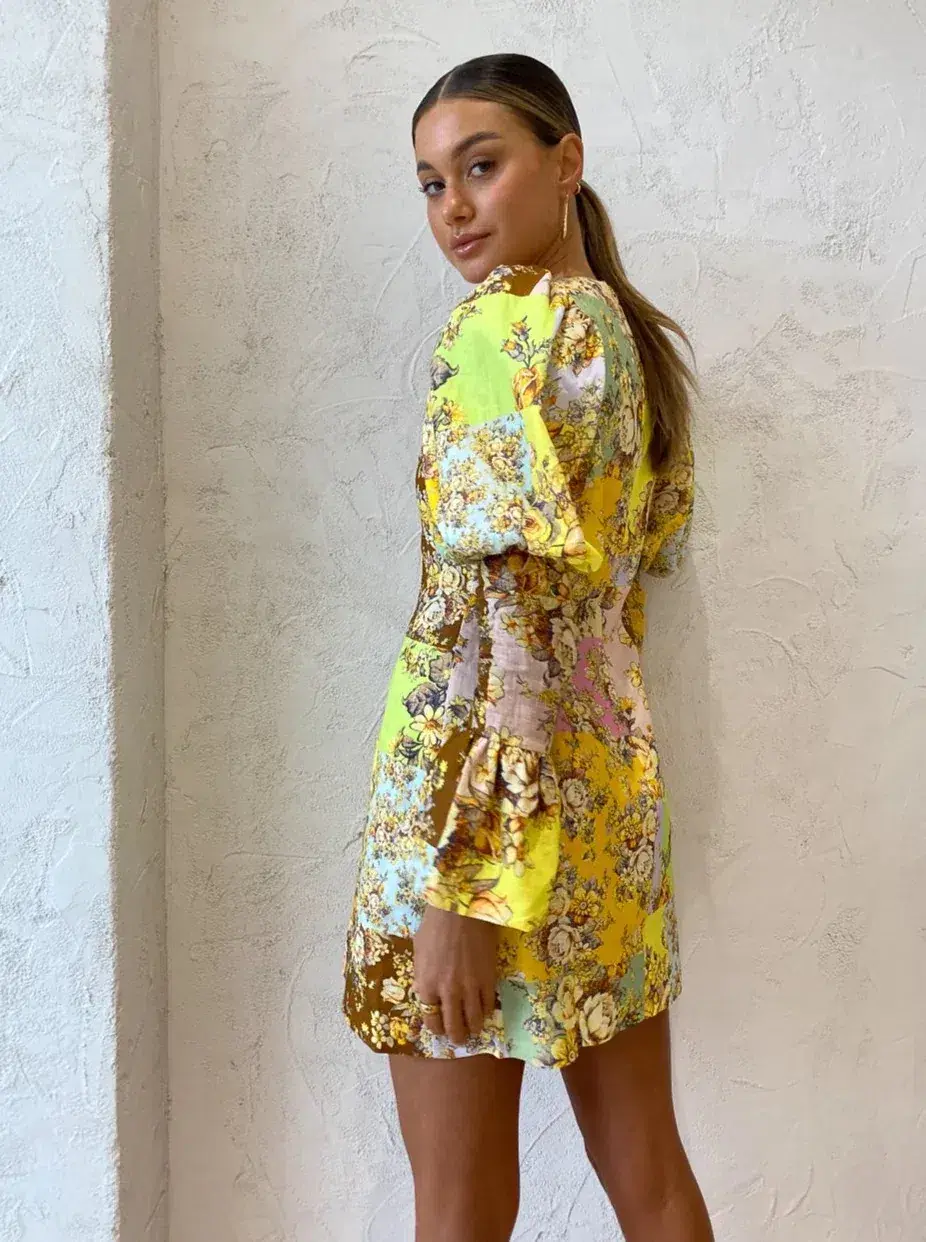 Alemais Matilde Puff Sleeve Mini Dress Floral Size 10 - Image 4