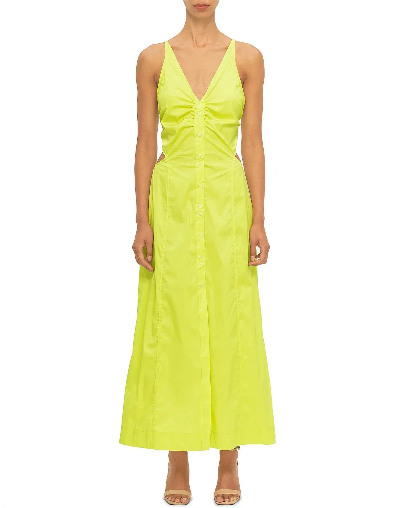 Ganni Stretch Cotton Maxi Dress Yellow Size 12 - Image 1