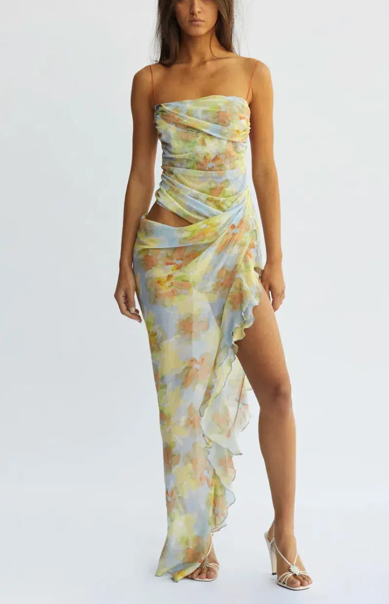 Bec & Bridge Zephy Asym Dress Blue Blossom Floral Size S / AU 8 - Image 2