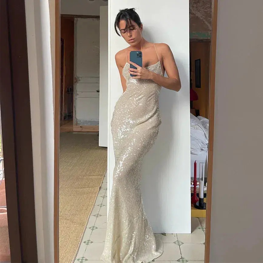 Rat & Boa Olympia Sequin Dress Ivory Size XS / AU 6 for rent on The Volte - main image