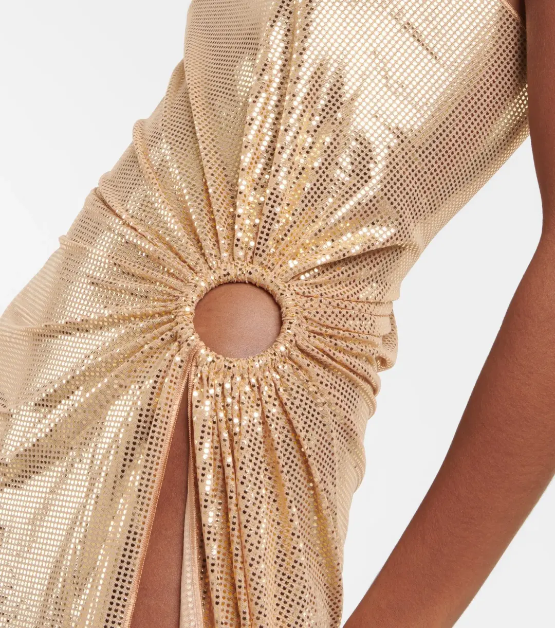 Oséree One Shoulder Lamé Gown Gold Size S / AU 8 for rent on The Volte - main image