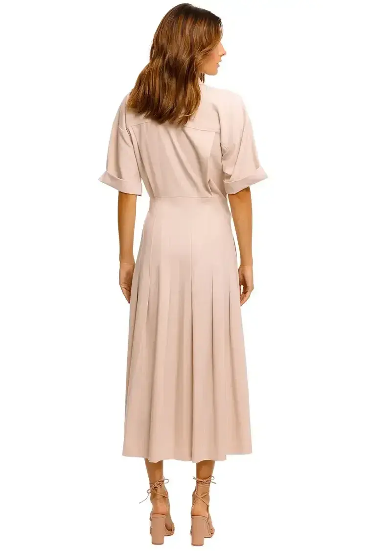 Camilla and Marc Corsica Pleated Dress in Oatmeal Size 12 - Image 3