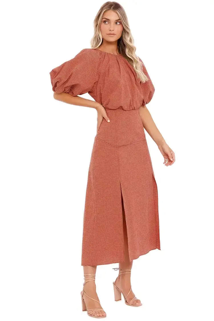 Camilla and Marc Vega Midi Dress in Pink Check Size 12 - Image 2