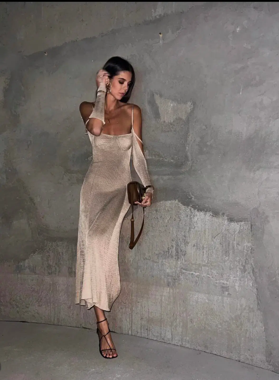 Isa Boulder Open Back Knitted Midi Dress Neutrals Size S / AU 8 - Image 4