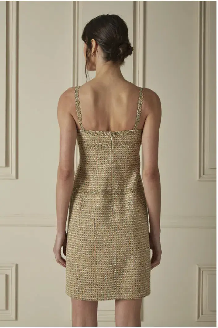Chanel Tweed Mini Dress Gold Multicolour Size AU 10 / M - Image 2