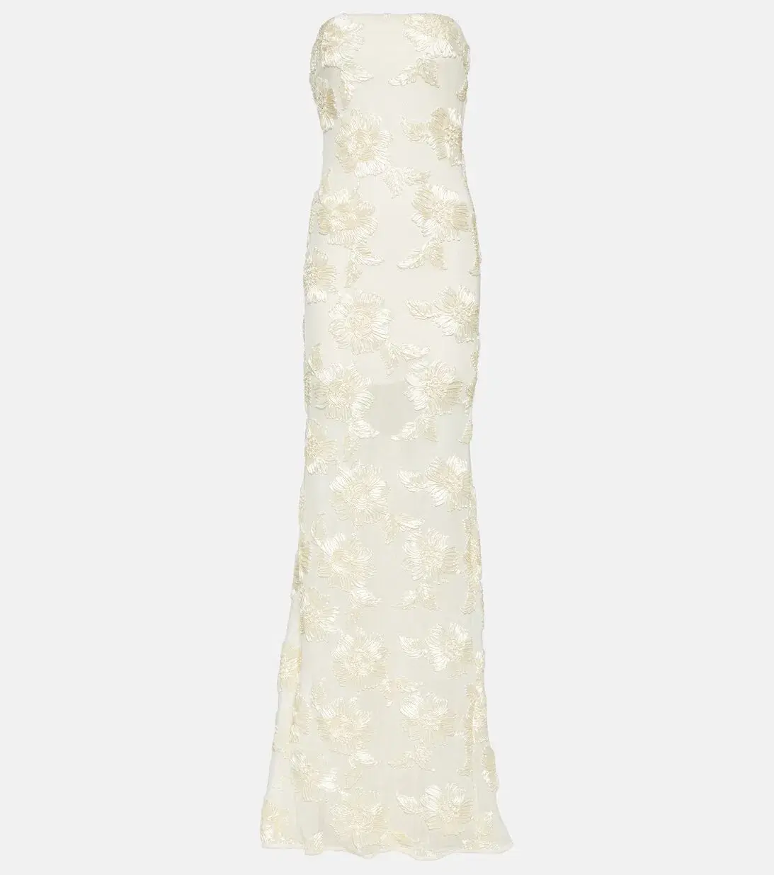 Rotate Birger Christensen Embroidered Strapless Midi Dress Cream Size 6 - Image 3