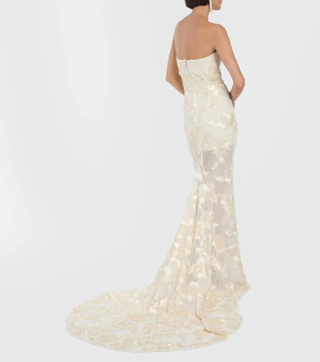 Rotate Birger Christensen Embroidered Strapless Midi Dress Cream Size 6 - Image 2
