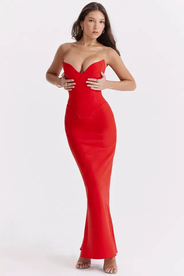 House of CB Tamara Strapless Corset Dress  Cherry Size 12 - Image 2