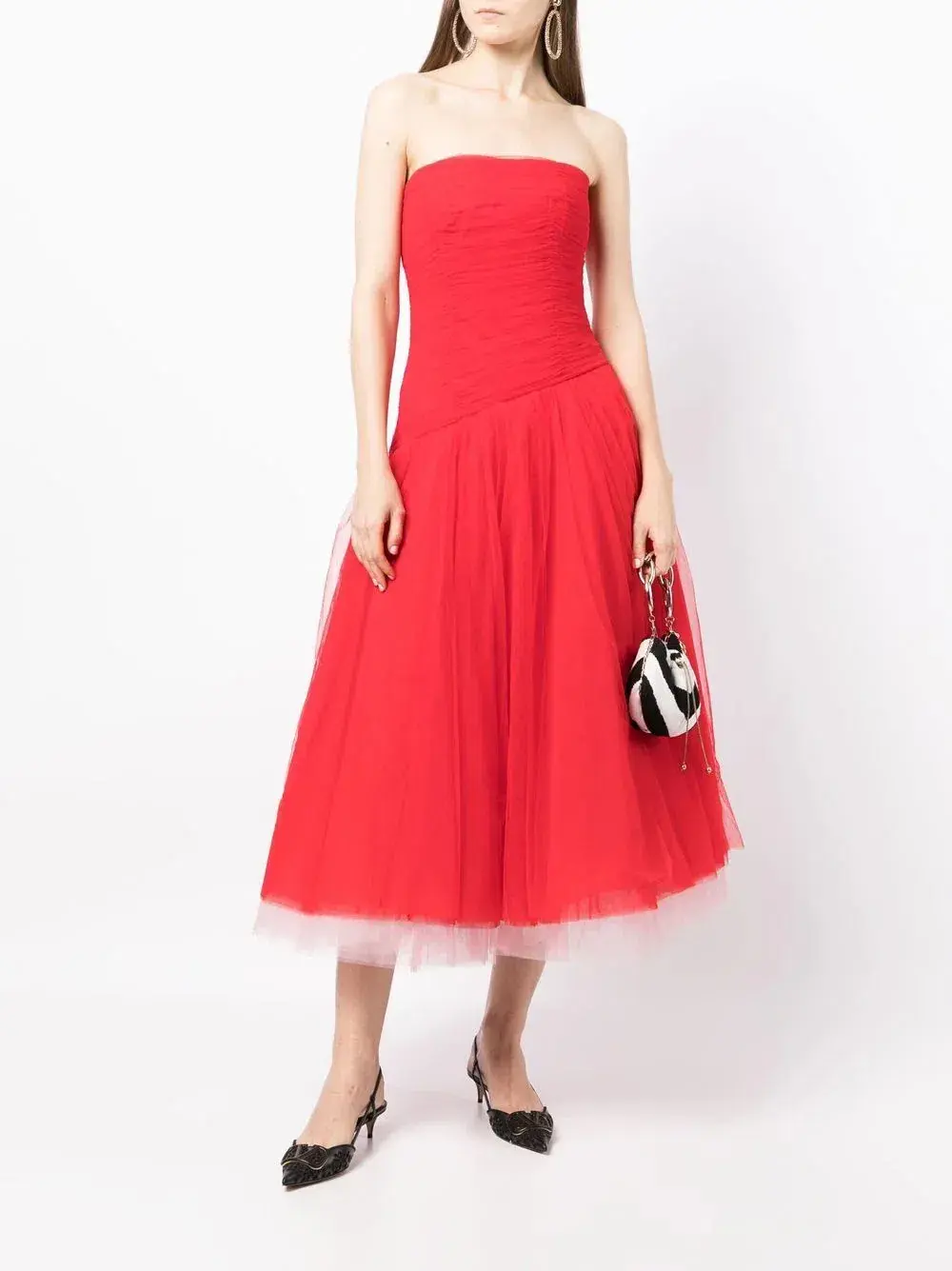 Leo Lin Rosalie Bustier Midi Dress Red Size 8 - Image 1