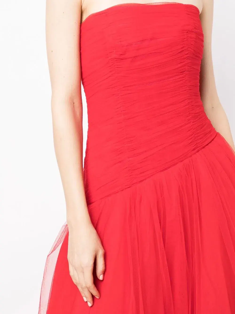 Leo Lin Rosalie Bustier Midi Dress Red Size 8 - Image 3