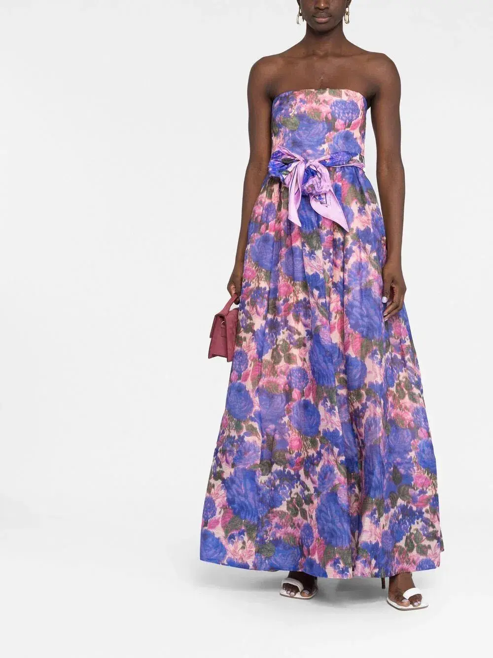 Zimmermann The High Tide Strapless Dress in Purple Ikat Floral Size 0/ AU 8 - Image 1