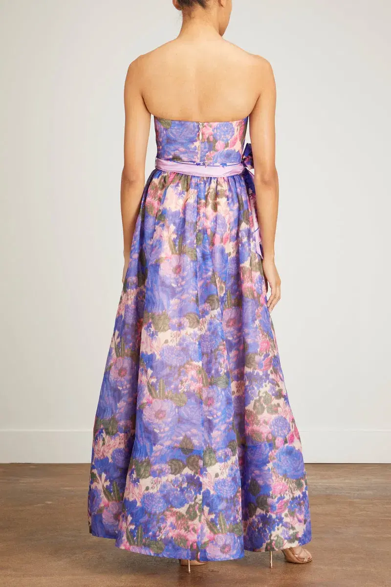Zimmermann The High Tide Strapless Dress in Purple Ikat Floral Size 0/ AU 8 - Image 3
