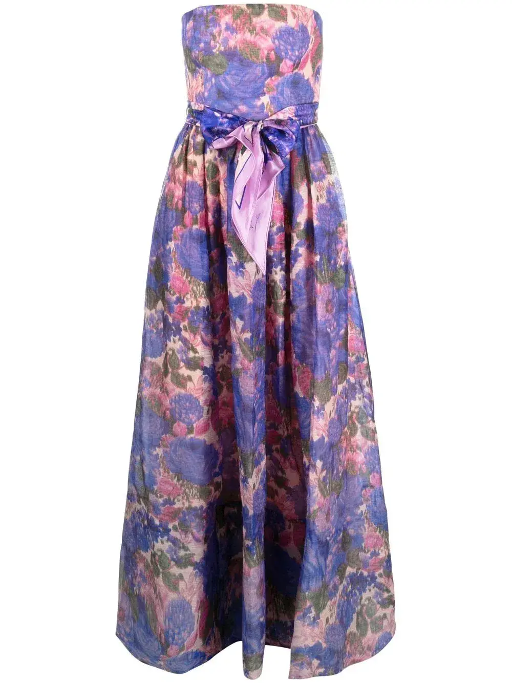 Zimmermann The High Tide Strapless Dress in Purple Ikat Floral Size 0/ AU 8 - Image 4