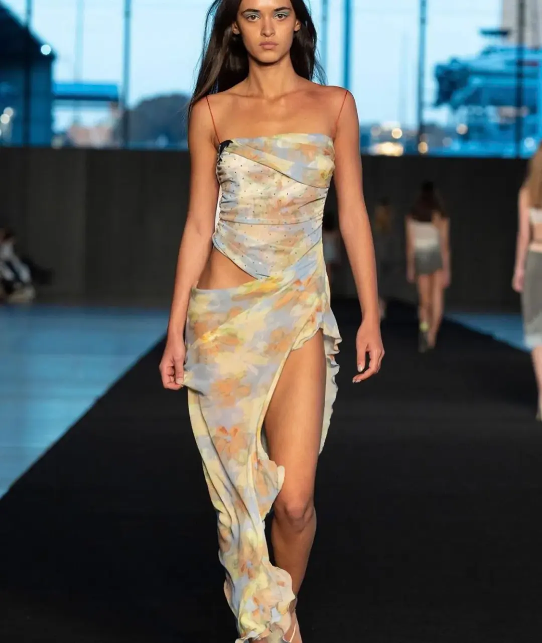 Bec & Bridge Zephy Asym Dress Blue Blossom Size 8  for rent on The Volte - main image