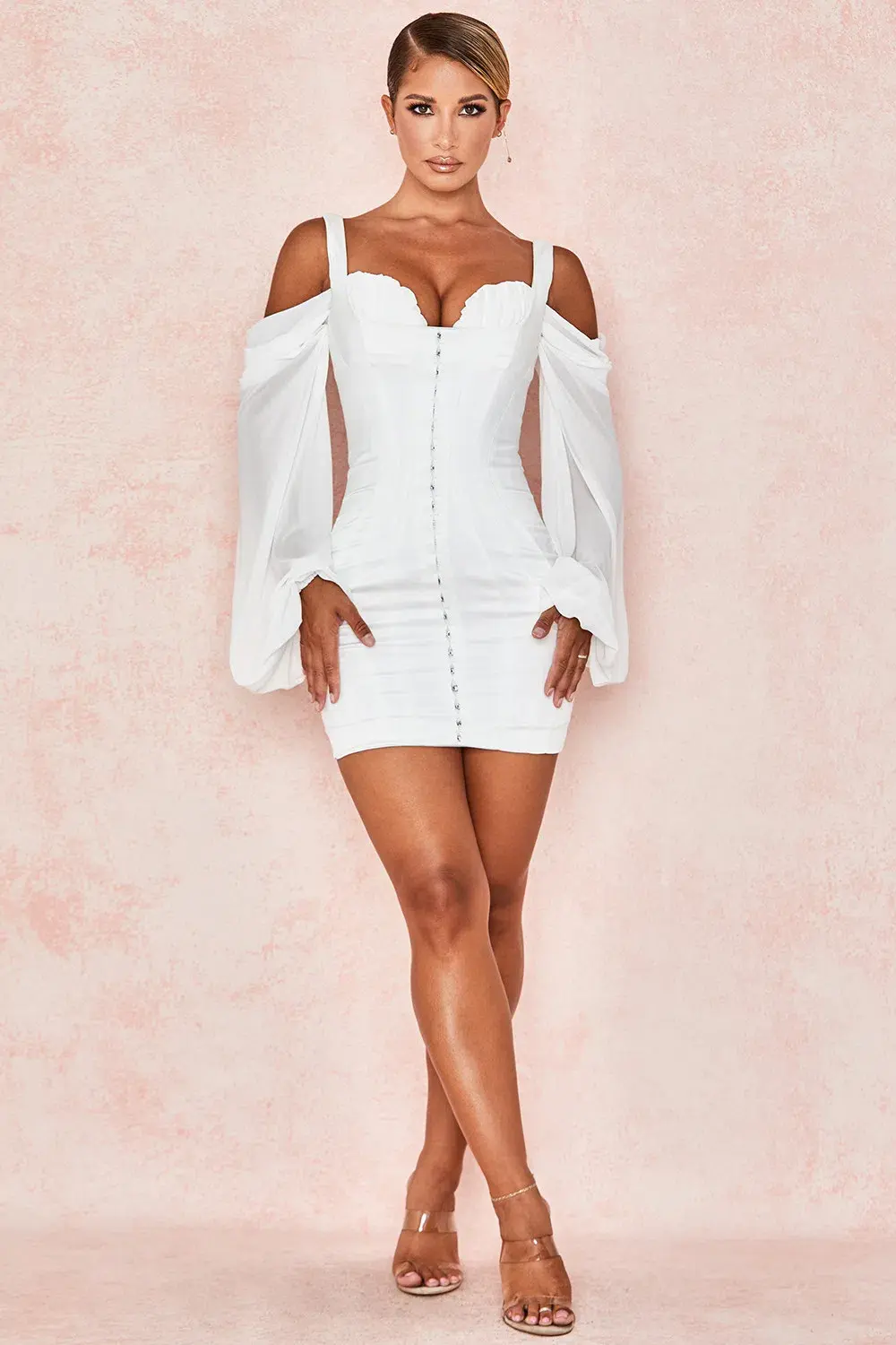 House Of Cb Eva Dress White Size 12  for rent on The Volte - main image