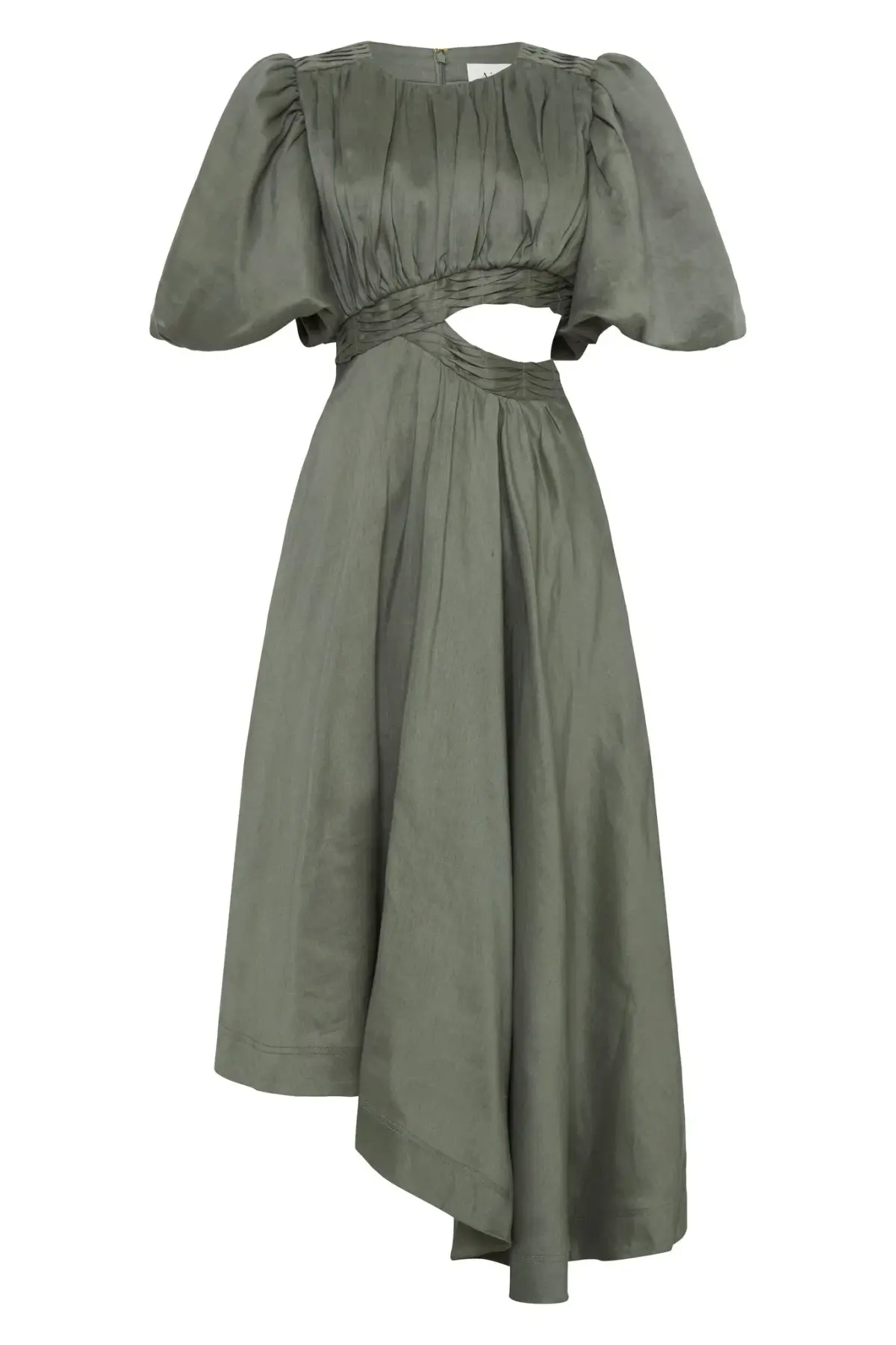 Aje Tidal Tucked Cut Out Midi Dress Oakmoss Size 14 - Image 4