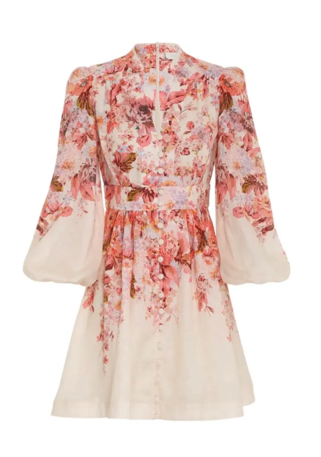 Zimmermann Devi Plunge Mini Dress Cream Floral Size 2 / AU 12 - Image 2