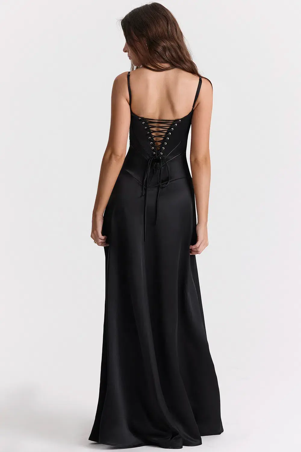 House Of CB Anabella Black Lace Up Maxi Dress Size XS/Au 6 - Image 4