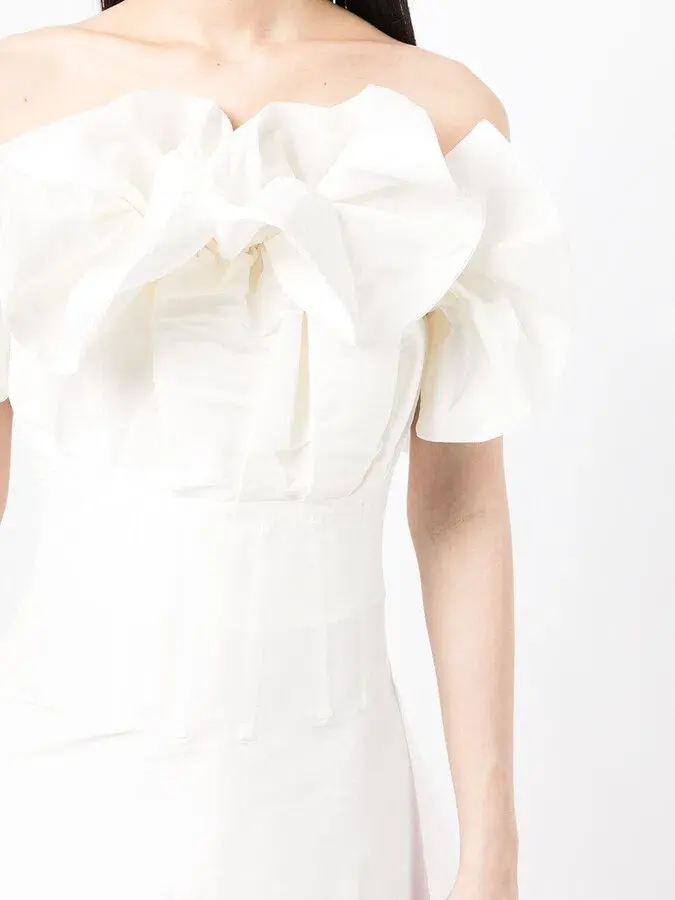 Rachel Gilbert Freida Ruffled Strapless Midi Dress In White - Image 4