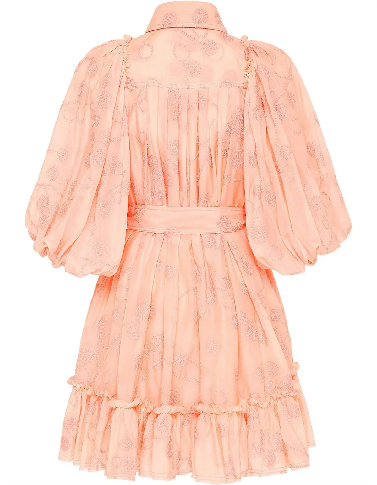 Aje Textural Puff Sleeve Mini Dress Peach Size 8 - Image 5