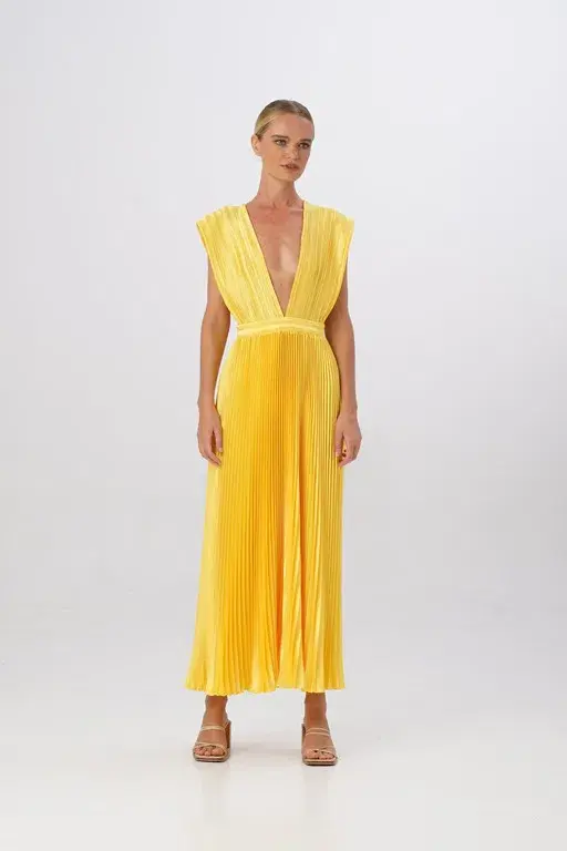 L'Idee Gala Gown Canary Size XL/Au 14 - Image 2