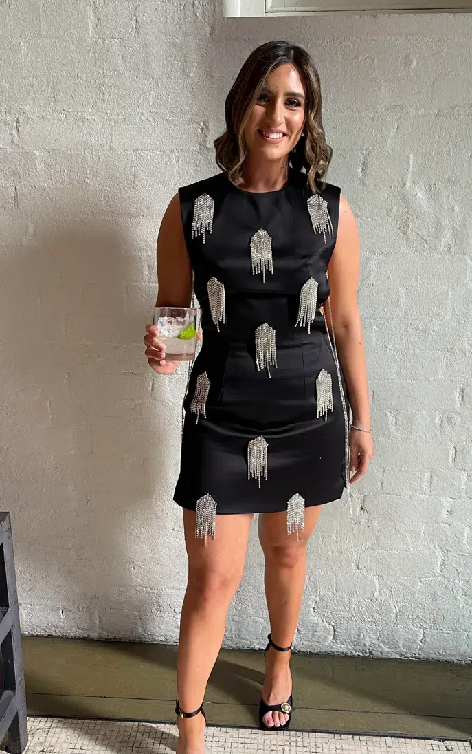 Kourh Onirique Crystal Mini Dress Black Size 10  for rent on The Volte - main image