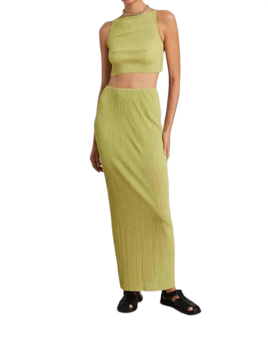 Bec & Bridge Plisse Top Size 6 And Skirt Size 8  Set Green - Image 1