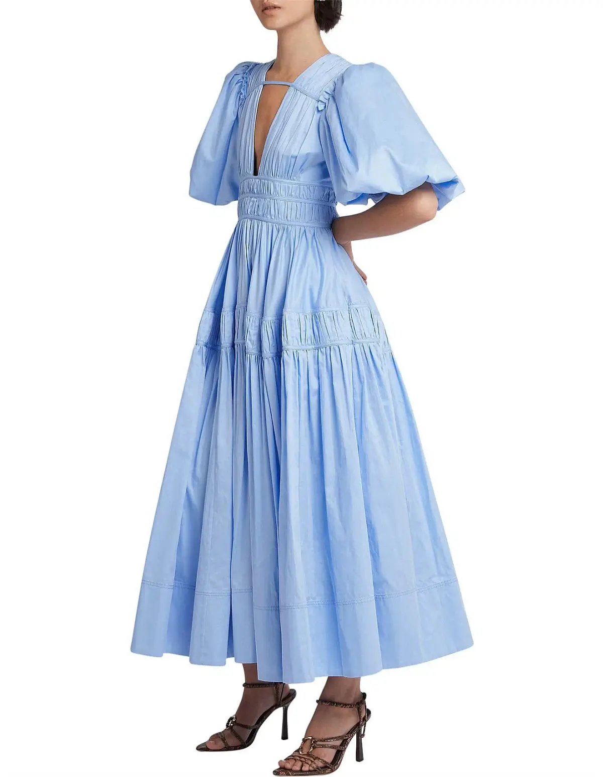 Aje Falling Water Gathered Midi Dress Blue Size 14 - Image 3