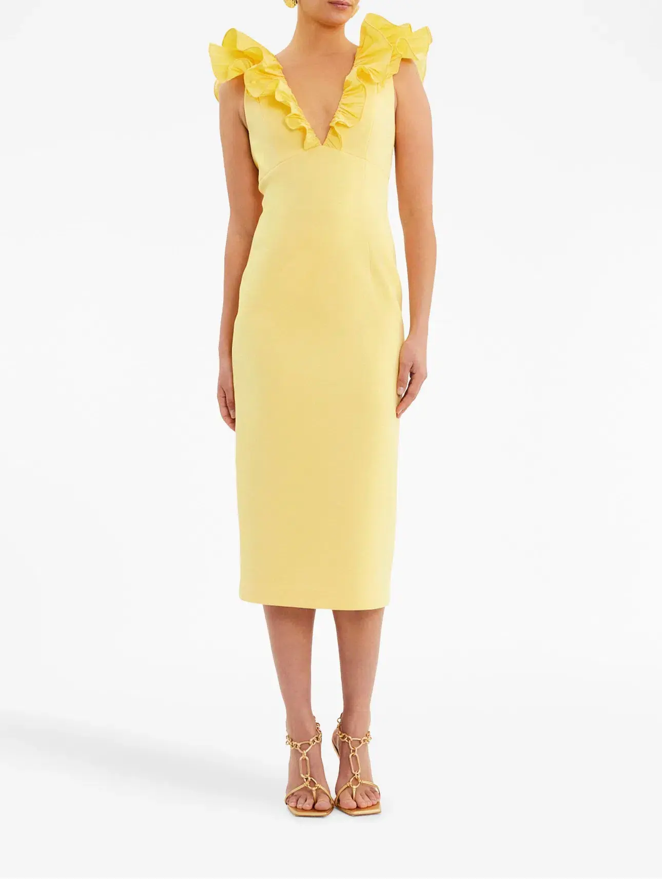 Rebecca Vallance Chloe Midi Dress Yellow Size 10 - Image 1