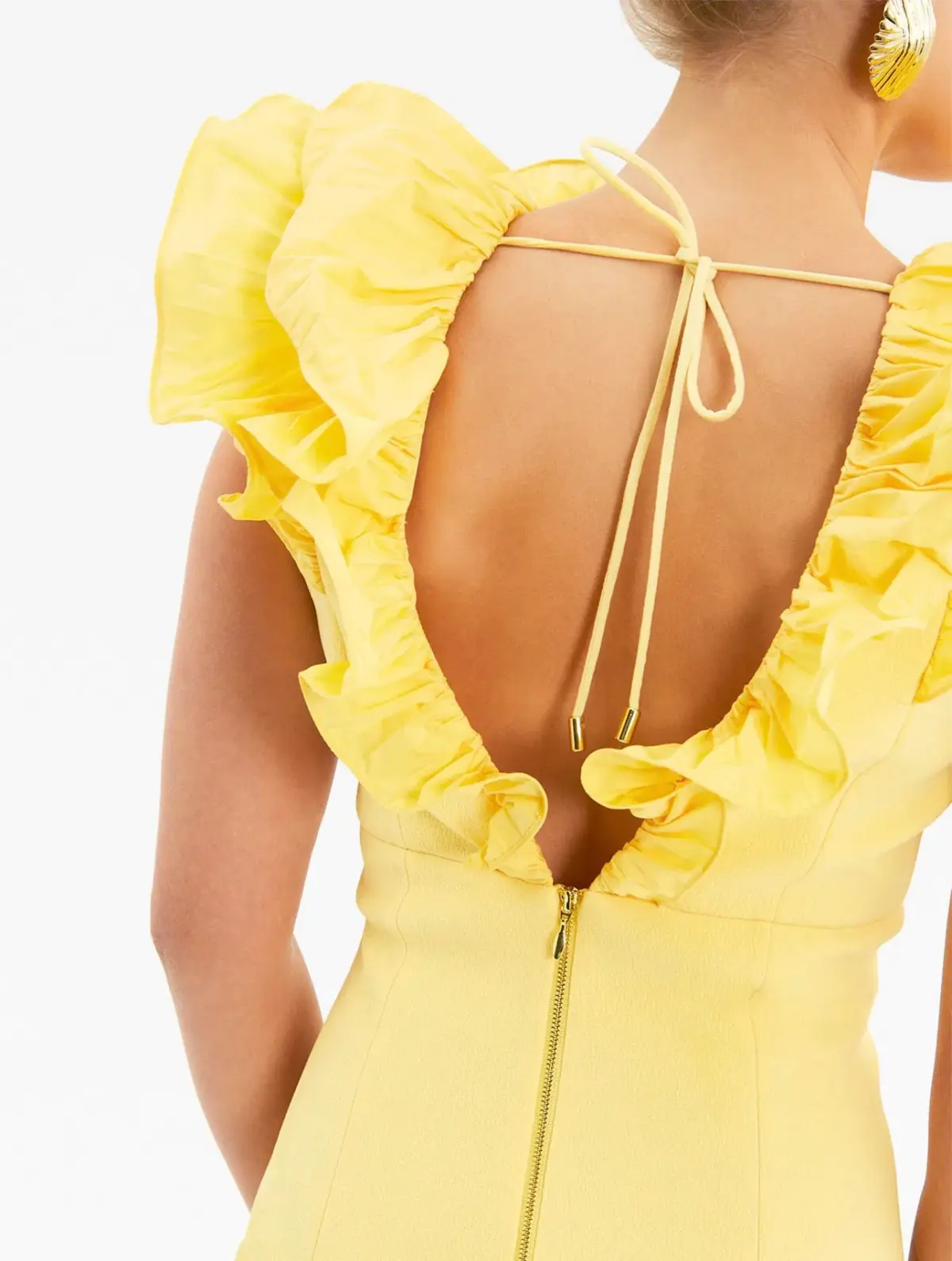 Rebecca Vallance Chloe Midi Dress Yellow Size 10 - Image 4